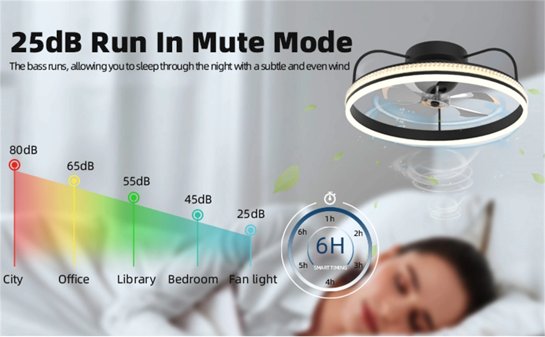 Smart Control LED Ceiling Fan 6 Fan Speed Dimmable Chandelier Light