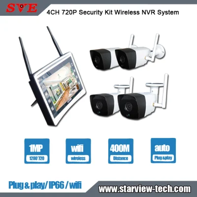 4CH 720p Smart Home Wireless NVR Kit Videoüberwachungskamera